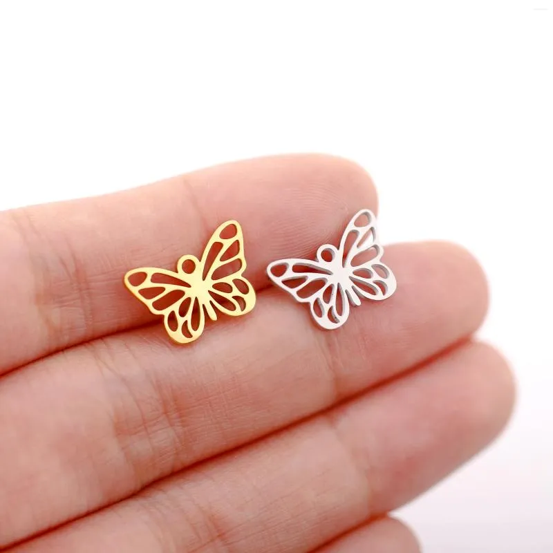 Charms 5Pcs/Lot Sweet Butterfly Stainless Steel Flying Insect Pendants Diy Bracelet Necklace Earrings Jewelry Making Accessories