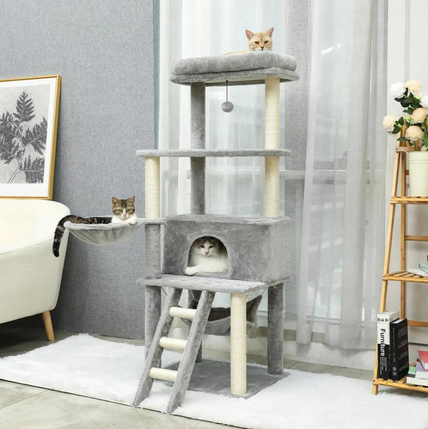 Domestic Delivery Cats Climbing Trestle Pet Scratcher Tree Candos MultiLevels Jumping Furniture Ball Cat Playing Toys With Nest 26282117