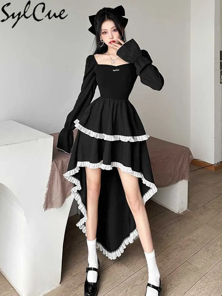 Party Dresses Japanese Cartoon Maid Style Sweet Gentle Sweet Young Girl Comic-Con Party Women's Long Trail Pete Pleated Stapled Dress 230322