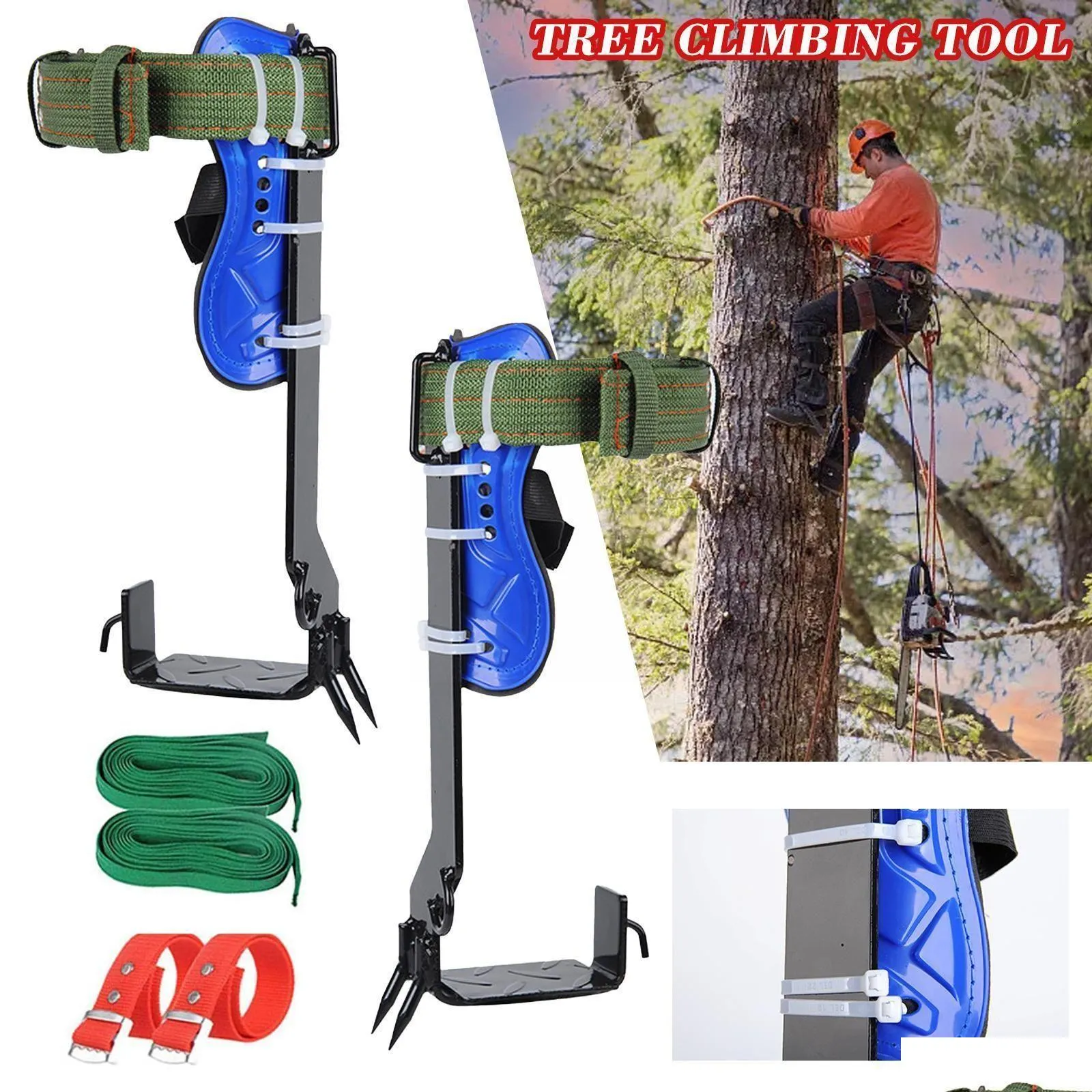 Cords Slings and Webbing Cords 2 Gears Tree Climbing Spike Set Safety Belt Justerbart räddningsrep Stainess Lanyard Steel Cam Equipm Otzws