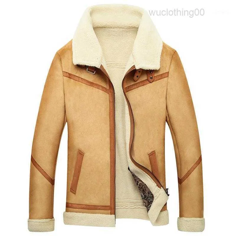 2023Men's Jackets Winter Warm Sheepskin Fur Coat Men's Luxury Leather Jacket Outwear Fleece Lined Thick Bomber Motorcycle Faux Coat1