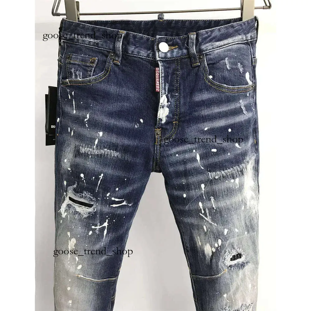 Jeans nyanlända d2 mens lyxiga denim hål byxor dsquare biker byxor kläder 9816 lila jeans 401 431