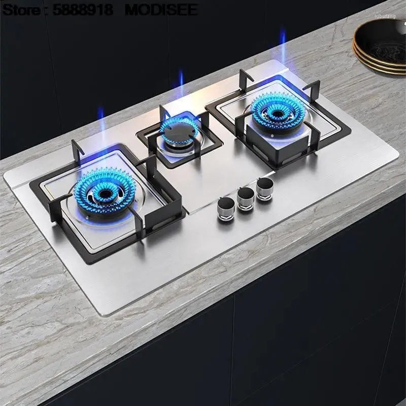 Blender Household Gas 3 Burner Stove For Kitchen Cooktop Upgrade Timing Flip Cooker Energy-saving Embedded Fierce Fire