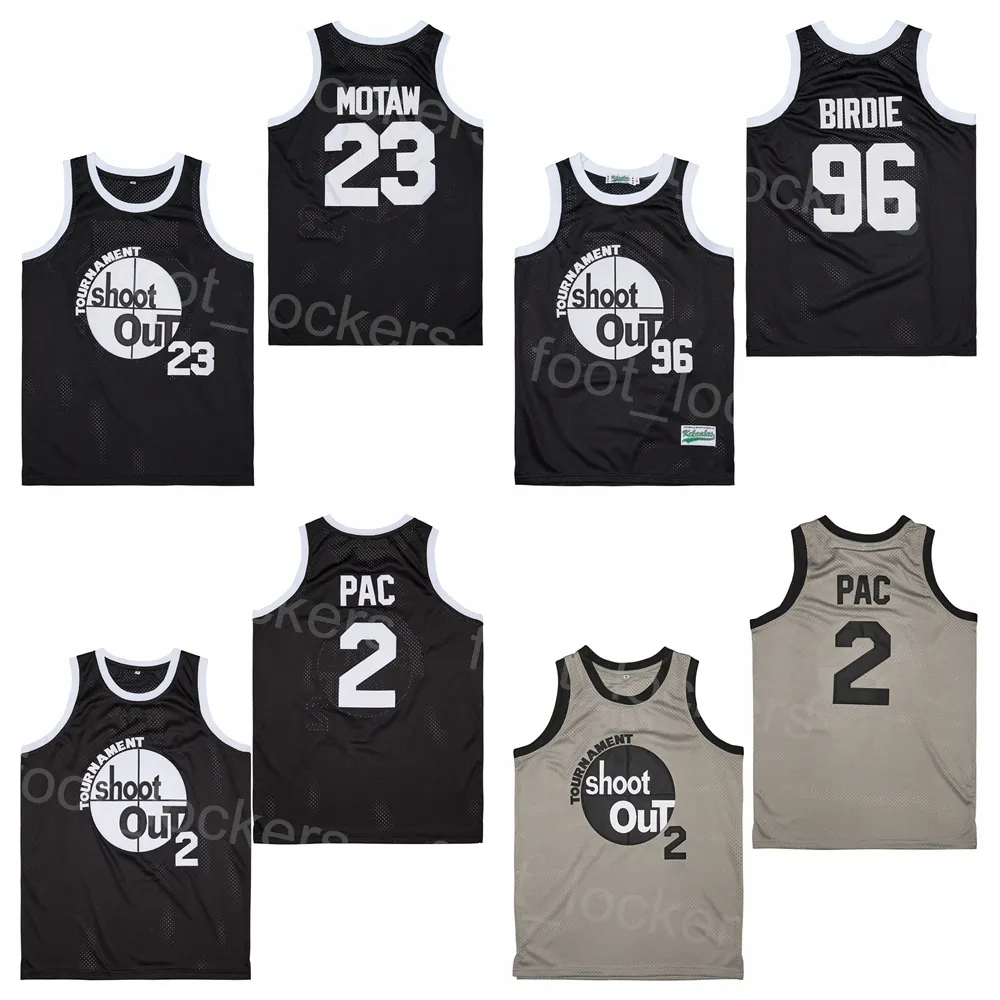 Film Basketball Moive 23 Motaw Wood Jersey Tournament Shot Out Birdmen 2 Pac 96 Tupac Shakur Birdie nad kostiumem Rim Podwójna drużyna College Vintage Mężczyźni