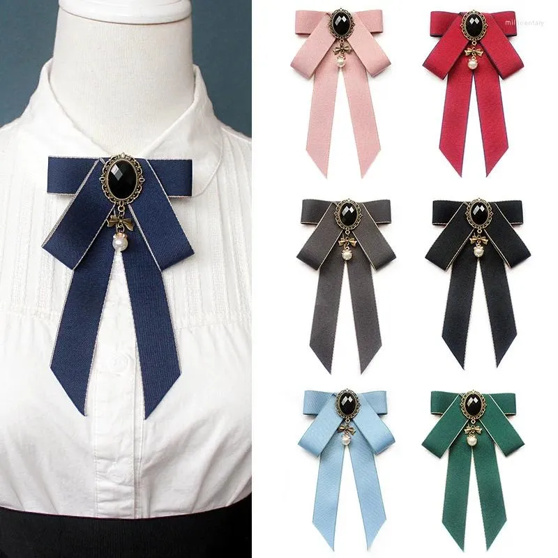 Bow Ties Woman's Bowtie Handmade Ribbon Collar Flowers Korean Fashion College Style Bank Formal Wear White Shirt Pearl Tie 11 18cm