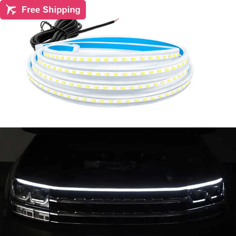 1pcs Car Daytime Running Lights Hood Light Strip Through-type Auto Modified Front Headlight Upgrade Waterproof Decorative Light