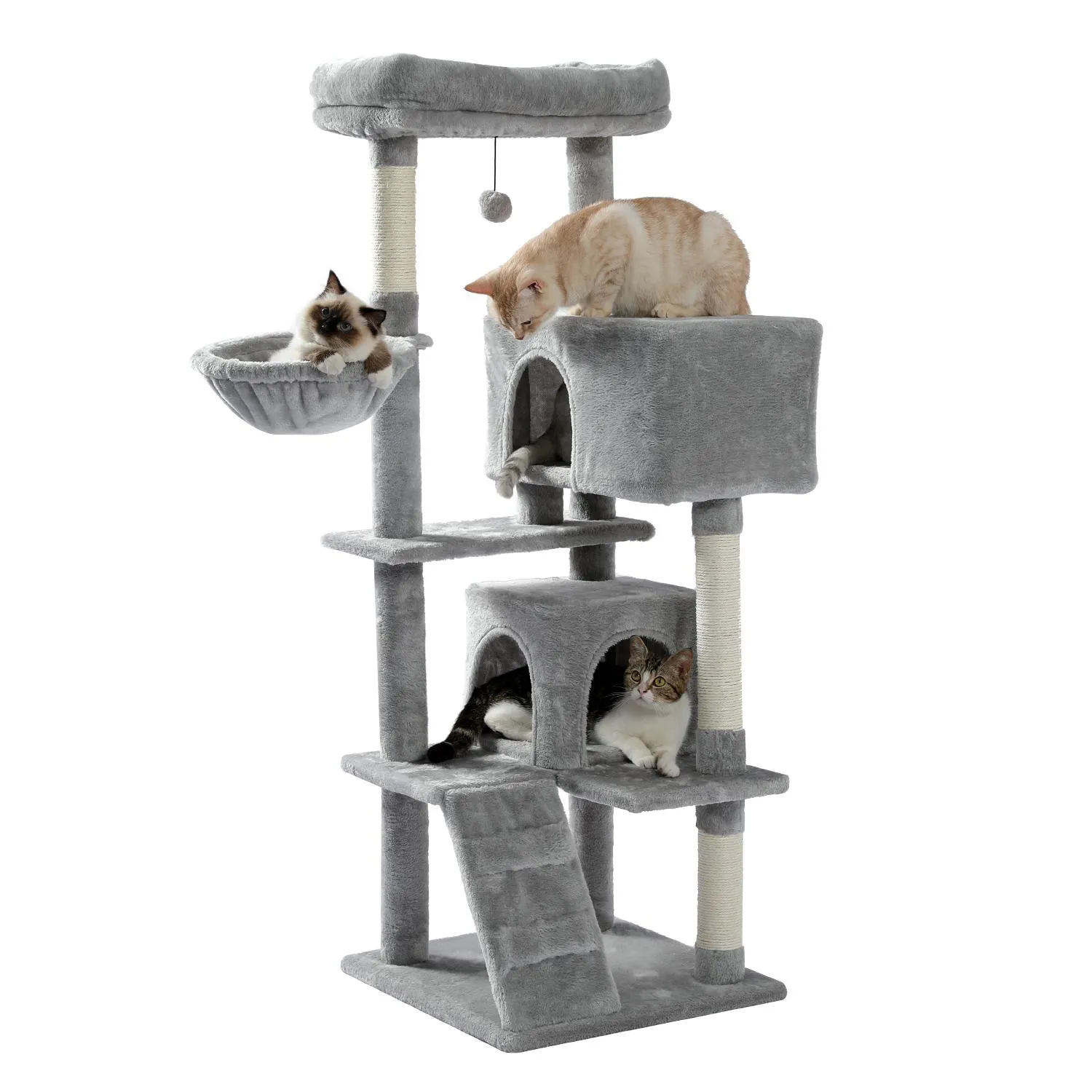 Arranhadores para gatos, escada de árvore natural, sisal, poste para arranhar, para gatos, gatinhos, móveis, torre de vários níveis, ilusório, aconchegante, hummock