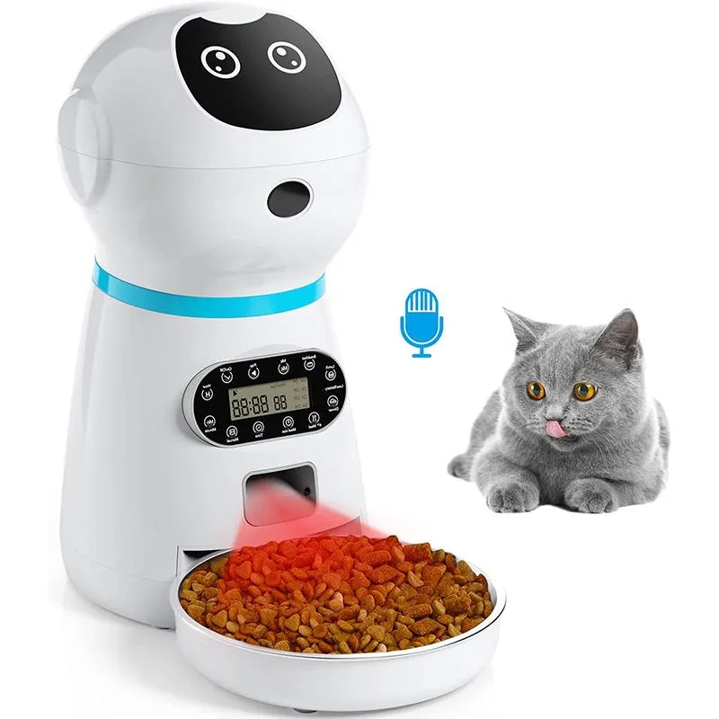 Alimentazione Distributore automatico intelligente di cibo per animali da 3,5 litri per cani e gatti Ciotole per cibo per cani Alimentatore per gatti Forniture automatiche per animali domestici