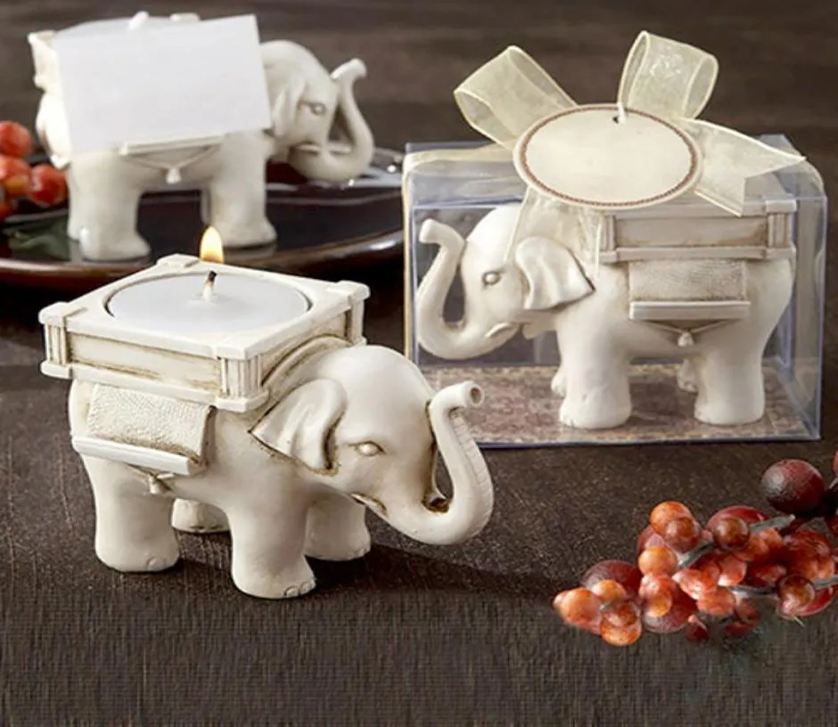 Ljushållare bröllop favorit heminredning lycklig elefant te ljus ljushållare harts
