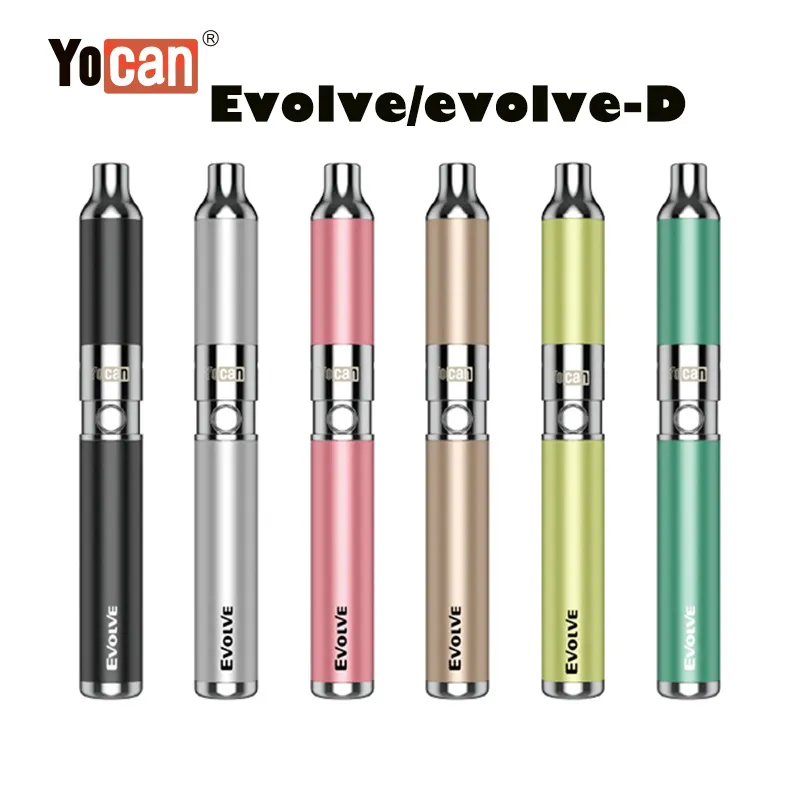 Yocan Evolve Evolve-D E Cigarett Kit 650mAh Dry Herb Vaporizer Wax 6 Färger Justerbar spänning Vape Pen för 510 trådpatroner