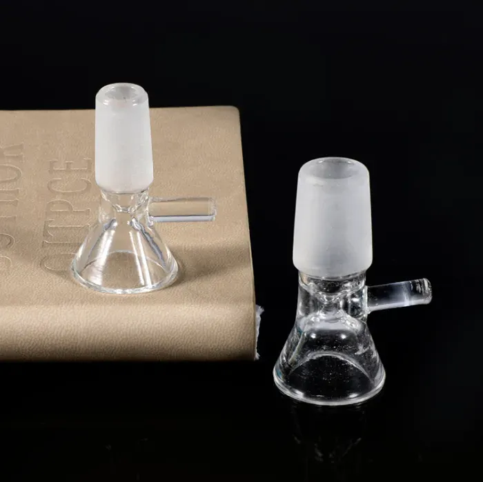 14mm 18mm Male Glass Bowl Clear Color For Hookahs Bong With Handle Smoking Tool Slide Bowls Water Piece