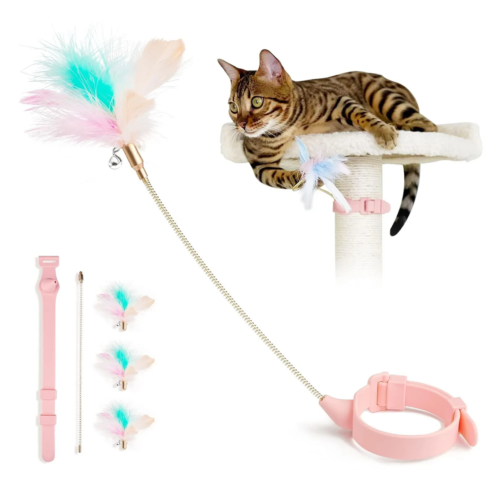 Toys Aumuca Interactive Cat Feather Toys Kitten Toys For Inhoor Cats Cat Teaser Wand As Gifts Cat Wand Toy Att ha rolig träning