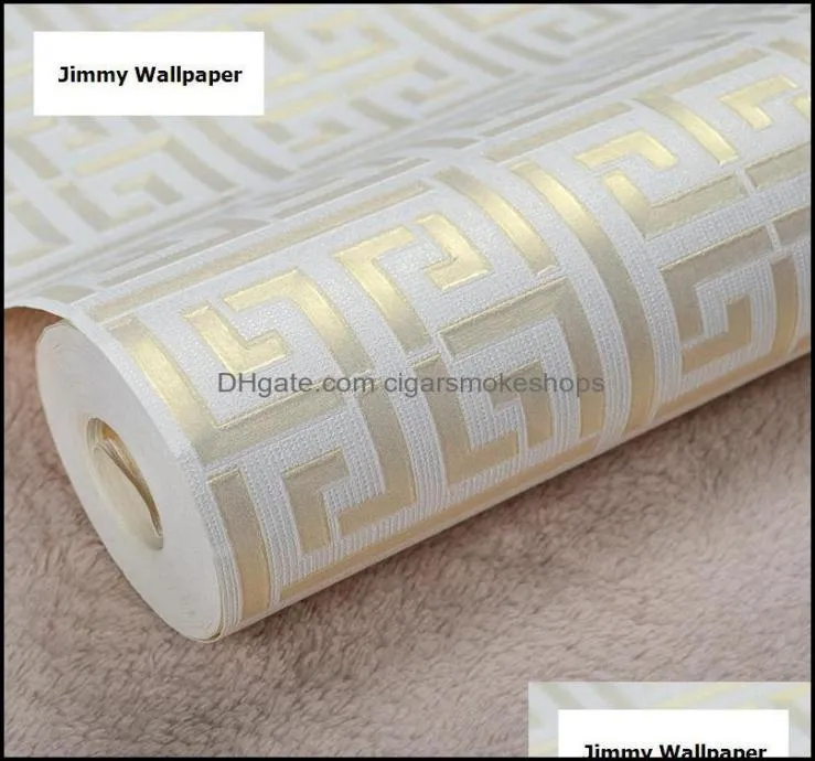 Wallpapers Home Decor Garden Selling Greek Key Lattice Modern Geometric Wallpaper El Study Background Wall Pvc Bathroom Waterpro2687359