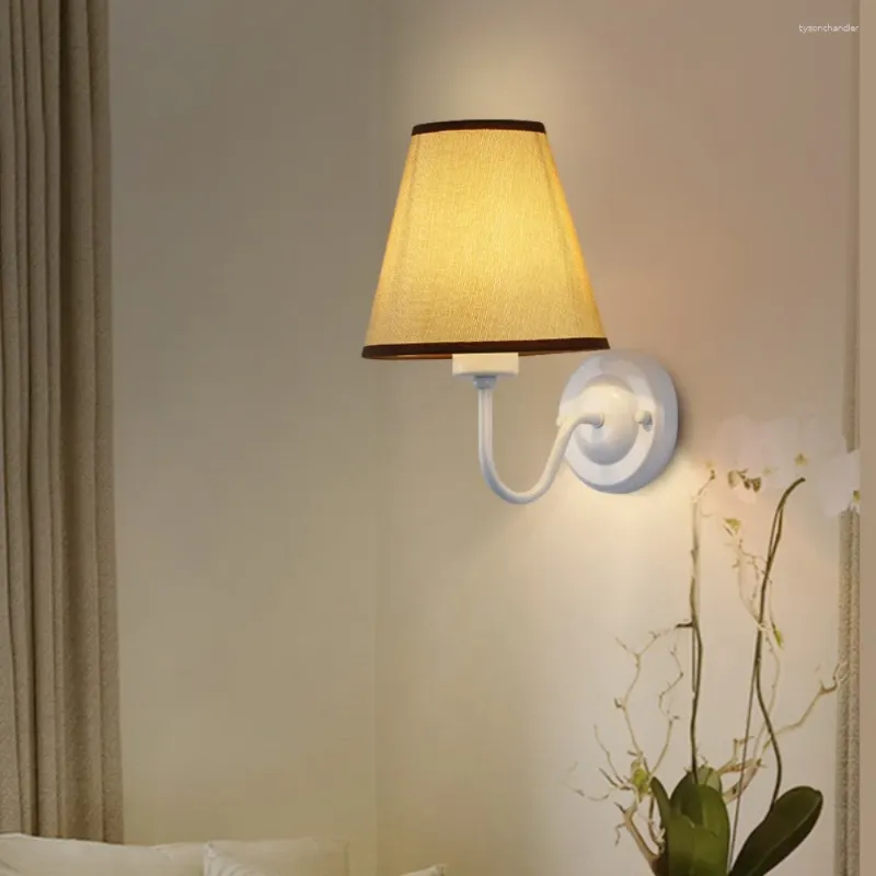 Wall Lamps Modern Fabric E27 Lamp Bedroom Bedside Simple European Style Living Room El Study Office Light Corridor