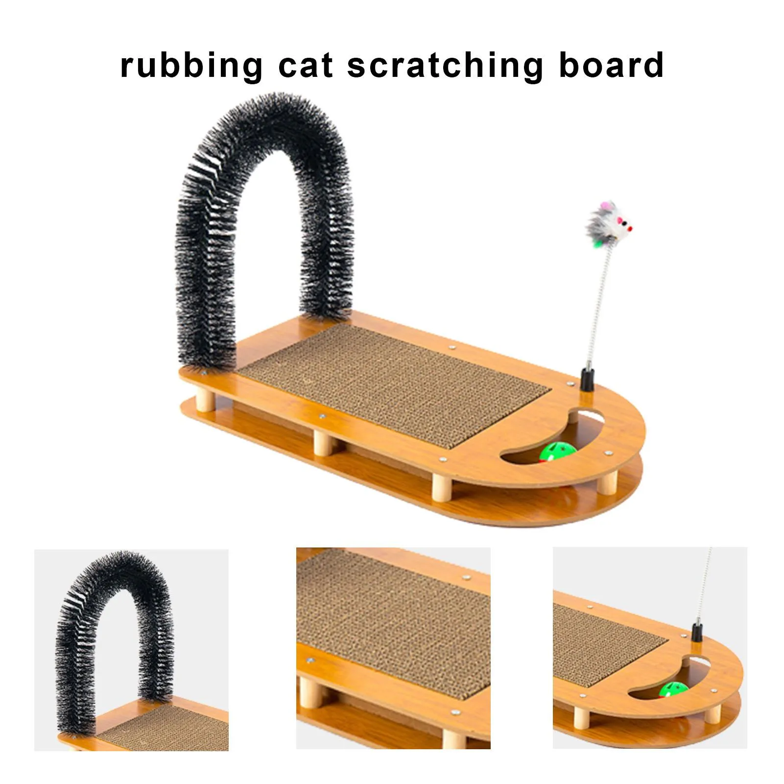 Grooming Cat Arch Self Groomer Massager Toy Cat Toys Pet Kitten Scratcher Toys Fur Grooming Cat Brush Shedding With Scratch Pad