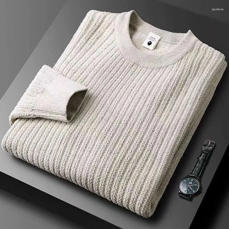 Мужские свитера на осень и зиму, простой модный свитер с круглым вырезом, легкий роскошный роскошный повседневный удобный мягкий вязаный пуловер