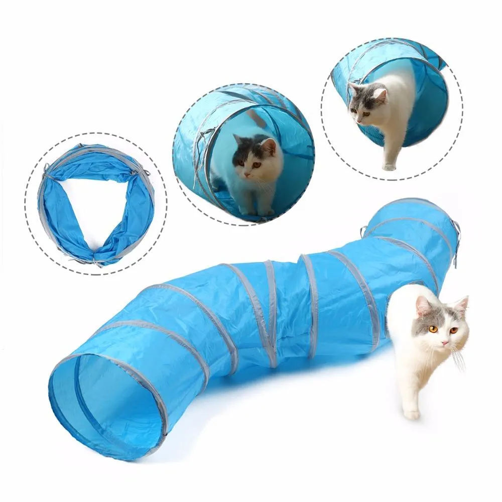 Jouets Tunnel de jeu en forme de "S" pour chat, jouets pour chaton, Tunnel d'entraînement pour lapin, Tunnel de jeu pliable pour s'amuser, Long 130cm Dia 30 cm