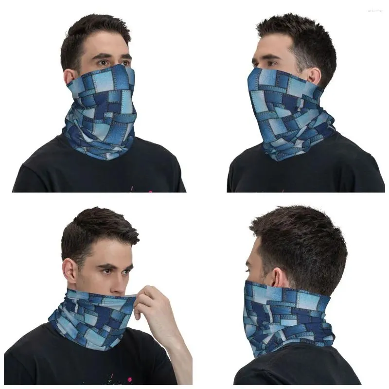 Multifunctional Denim Patchwork Muffler Scarf Male For Men And