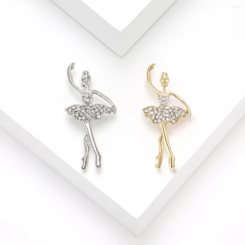 Brooches Rhinestone Cute Dancing Girl Ballet Dancer Pins For Women Wedding Party Corsage Clothing Suit Coat Accessories Jewelry