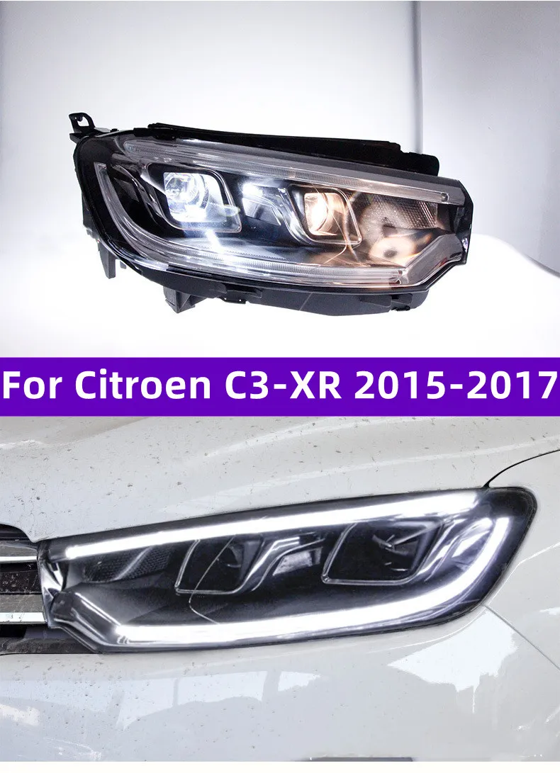 CITROUN C3-XR 20 15 15-20 용 자동차 스타일 헤드 라이트 17 DRL 헤드 램프 회전 신호 Xenon 렌즈 헤드 라이트 어셈블리