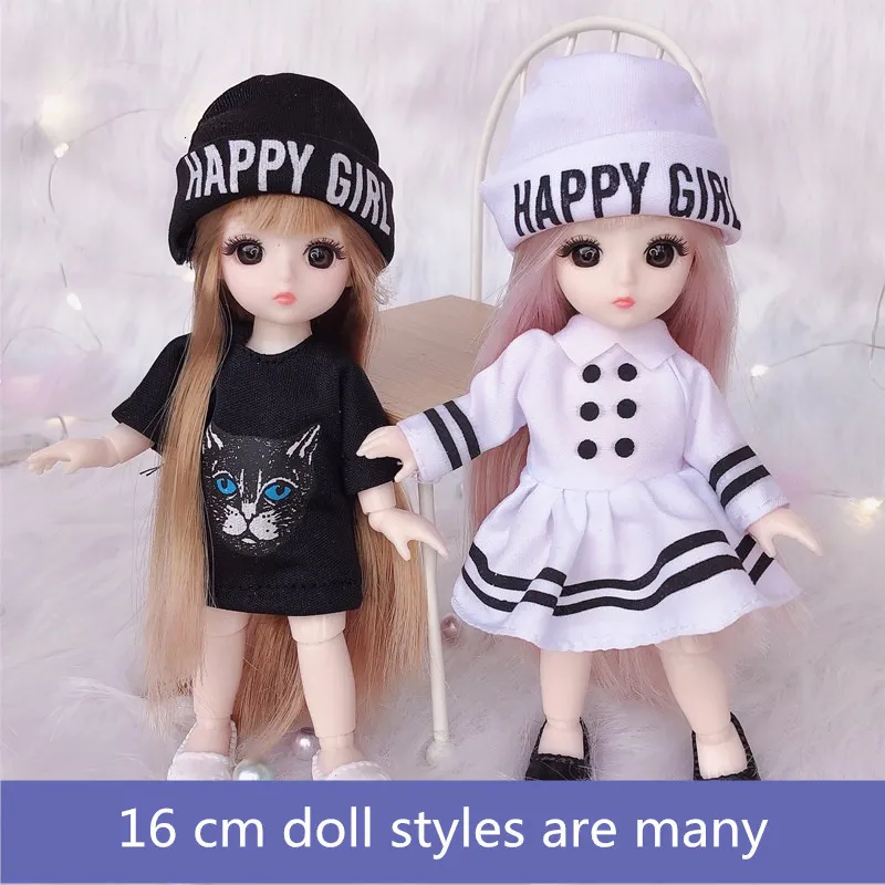 인형 BJD 미니 16cm 인형 13 이동식 조인트 112 다색 머리카락 공주 인형과 옷을 입을 수 있습니다 여자 DIY 장난감 생일 선물 230427