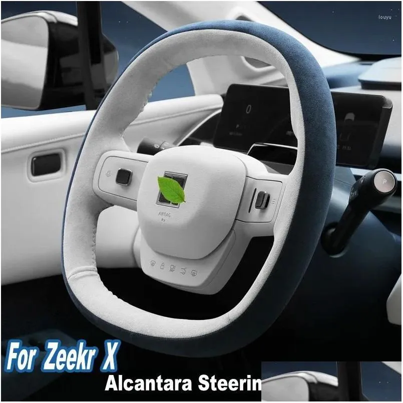 Steering Wheel Covers Ers Hand-Stitched Soft Durable Alcantara Car Er For Zeekr X Interior Advanced Anti-Wear Handle Accessories Drop Ottgu
