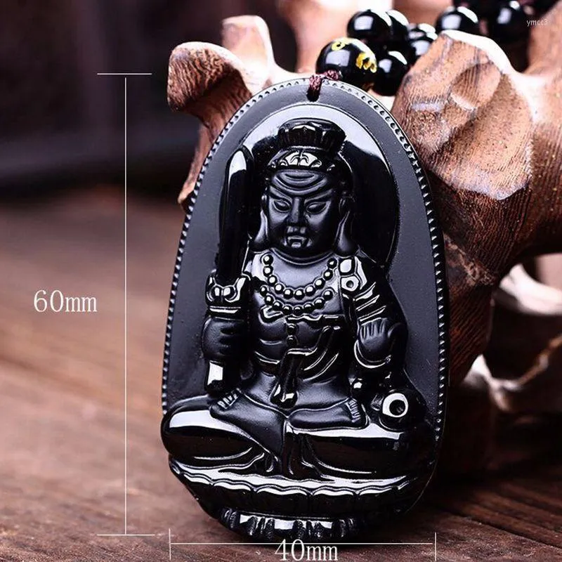 Hänge halsband naturliga svart obsidian snidade buddha lycklig amulett halsband för kvinnor män hängsmycken smycken