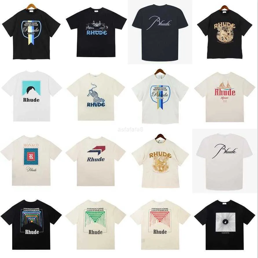 メンズTシャツRhude Mens Designer for Men for Men smolleseve Rhudes Printing Shirts tee tee the tee the the the loose tshir