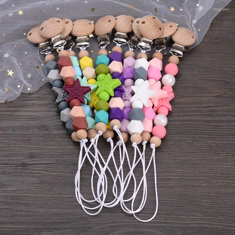 PACIFIERS BABY SILICONE PENTAGRAM NIPPLE CHAIN ​​TRÄ TEETER SOOTHE PACIFIER CLIP FÖR NURSING TOY TOYS GENTER DUMMY HOLDER