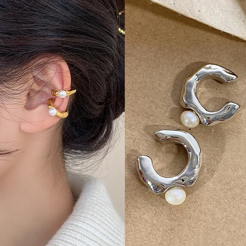 Brincos de backs punk irregular c forma de pérola clipe de punho sem piercing para mulheres moda jóias de festa de casamento de ouro simples