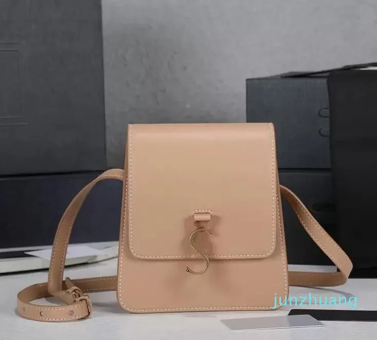 2023 Yeni Moda Tasarımcısı Lüks Kaia Küçük Deri Kahverengi Sebah Bronzlaşmış Deri Deri Dikey Crossbody Çanta Omuz 2154 Boyut 16x18x6cm