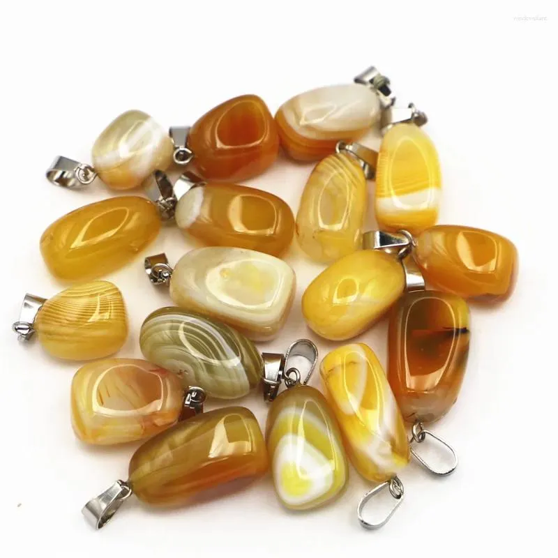 Pendant Necklaces 24pcs/lot 2023 Natural Yellow Agates Onyx Irregular Shape Pendants Charms Wholesale For Diy Jewelry Necklace