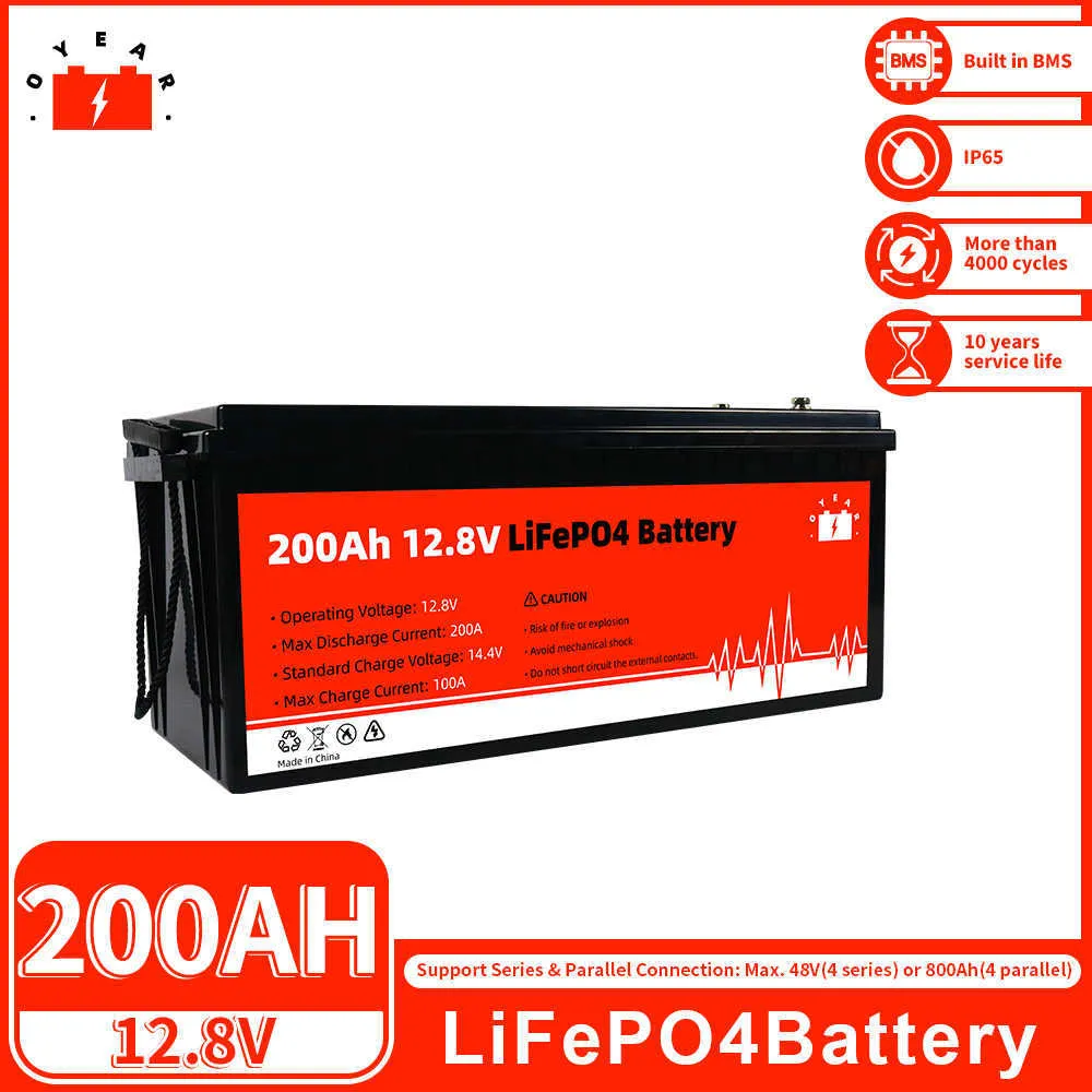 Hot Sale 12V LifePo4 Batterij Pack 200Ah Build in BMS Oplaadbare lithiumijzerfosfaatcel voor golfkarren Elektrische folklift