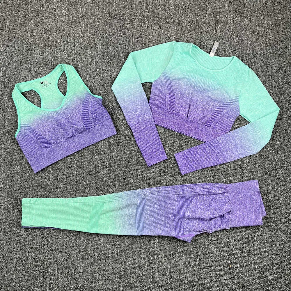 Conjunto De Yoga Conjunto De Yoga Para Mujer Sin Costuras Top Corto De  Manga Larga Cintura Alta Leggings Para Correr Ropa Deportiva Ropa Deportiva  Sujetador De Entrenamiento Trajes Deportivos P230504 De 12,85