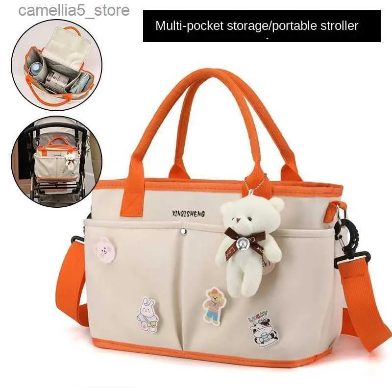 Sacos de fraldas multifuncional mãe bebê saco sacos de fraldas à prova dwaterproof água urso bordado isolamento térmico mommy saco moda sacos de armazenamento de alimentos q231127