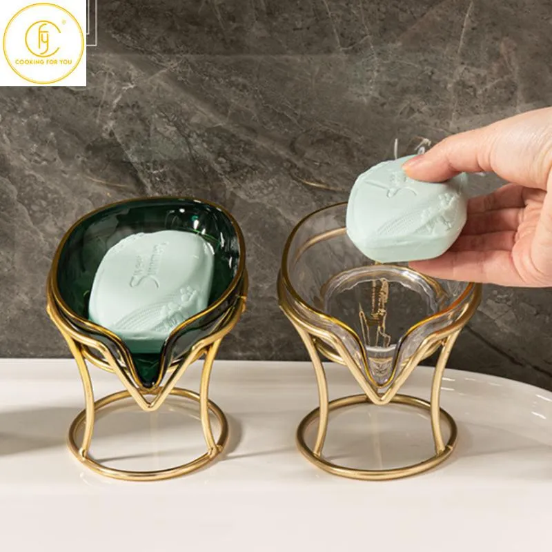 Dishes Light Luxury Type Plastic Portable Soap Dish Holder Creative Soap Rack Tray Home Gadgets Household Merchandises Bathroom Product