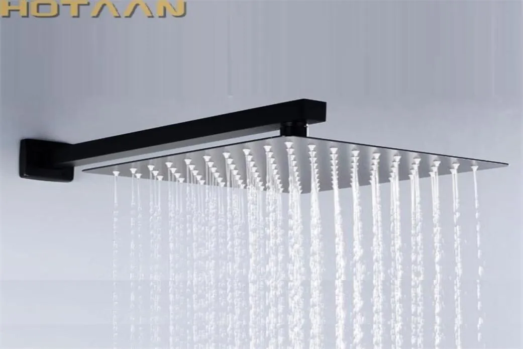 20cmx20cm Black Rain Shower Ultra Thin Head with Arm Chuveiro Ducha 40cm ArmAccessorie Banheiro 2204017200816