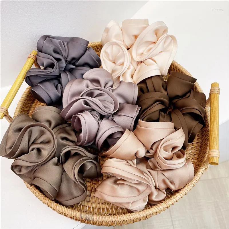 Hair Clips Fashion Korean 13cm Large Silk Elastic Bands Solid Color Scrunchies For Women Headwear Exquisite Gift