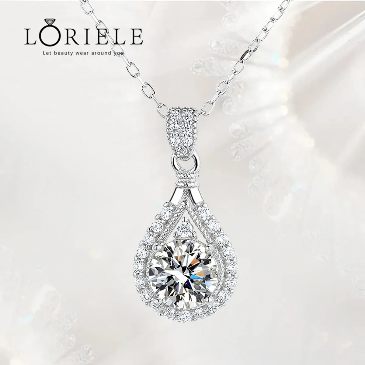 Colliers LORIELE 100 Collier réel pour femmes VVS Coupe ronde Diamant Pendentif Petite amie Bijoux S925 Sterling Silver Gra 231127