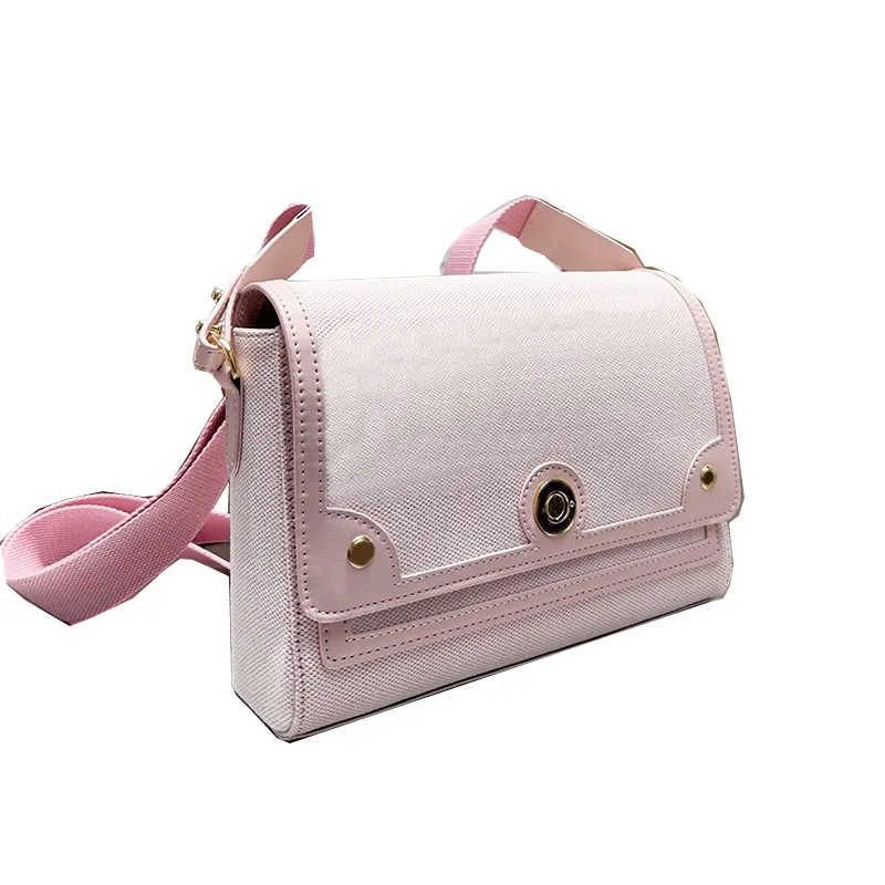 Pink Designer Flap Bag Stylish Canvas And Leather Alaia Tote Bag Handbag With Exterior Pocket ...