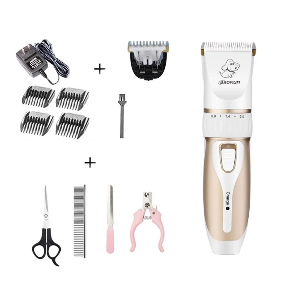 Aparadores Baorun P3 Profissional Pet Cat Dog Cutter Aparador de Pêlos Kit de Grooming para Cães Recarregável Elétrica Animal Pet Clipper Shaver