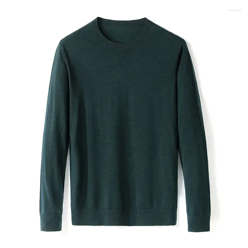 Maglioni da uomo Maglione di lusso in lana Mernu ultrafine Autunno Girocollo Casual Fondo minimalista Pullover sottile