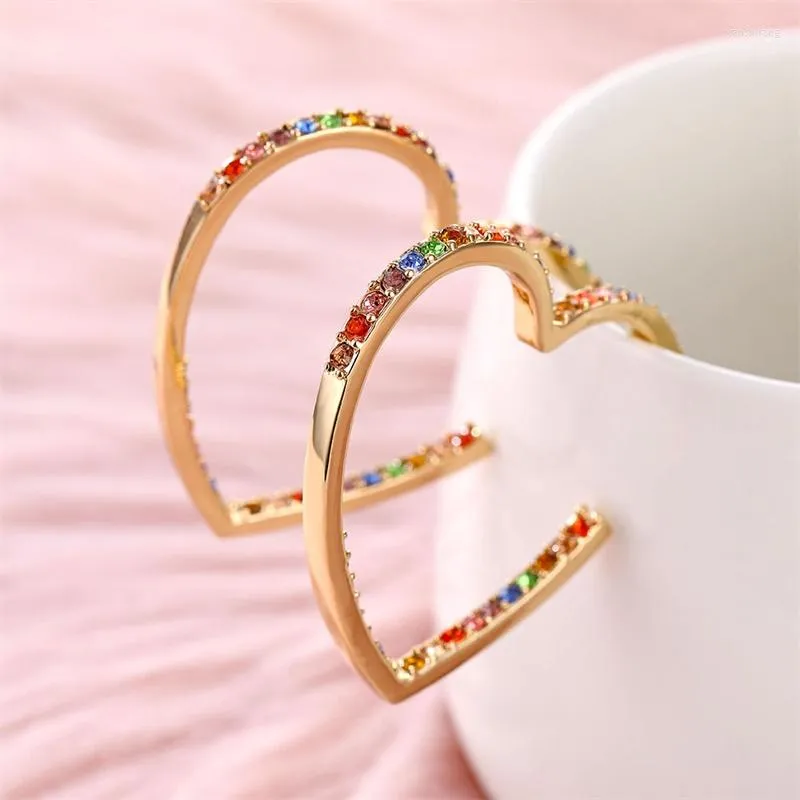 Dangle Earrings Korea Rhinestone Big Heart Fashion Women's Opening Multi-Color Crystal Love Brincos Jewelry Gifts