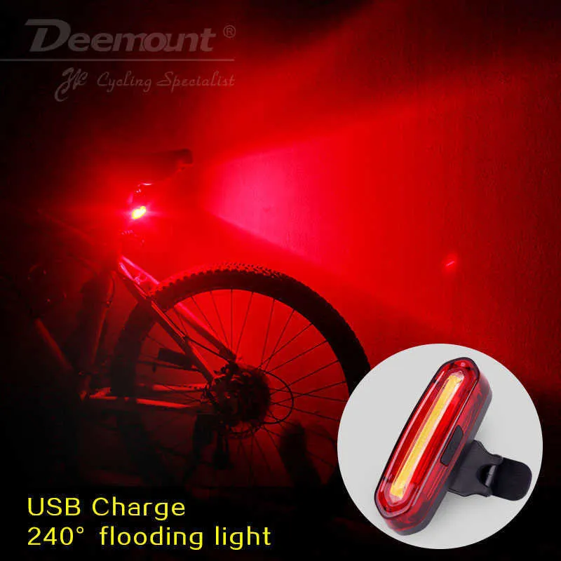 Bike Lights Deemount Rechargeable COB LED USB Mountain Bike Tail Light Taillight MTB Safety Warning Bicycle Rear Light Bicycle Lamp P230427