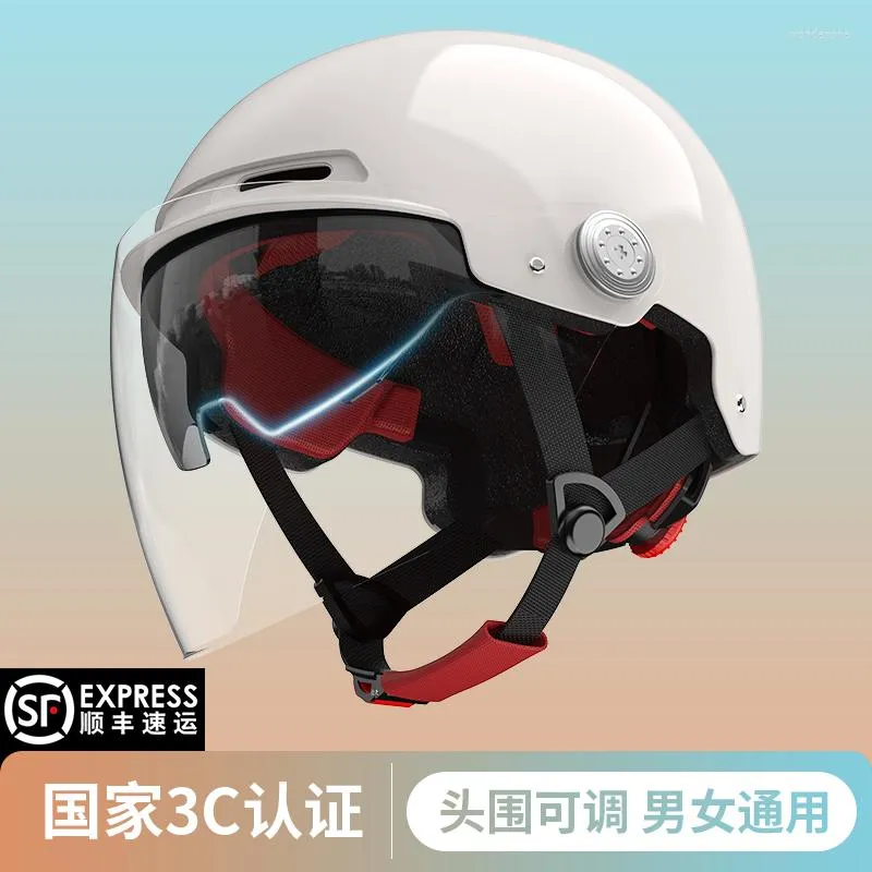 Casques de moto casque hommes femme quatre saisons équitation électrique Double lentille réglable confortable Ventilation sécurité