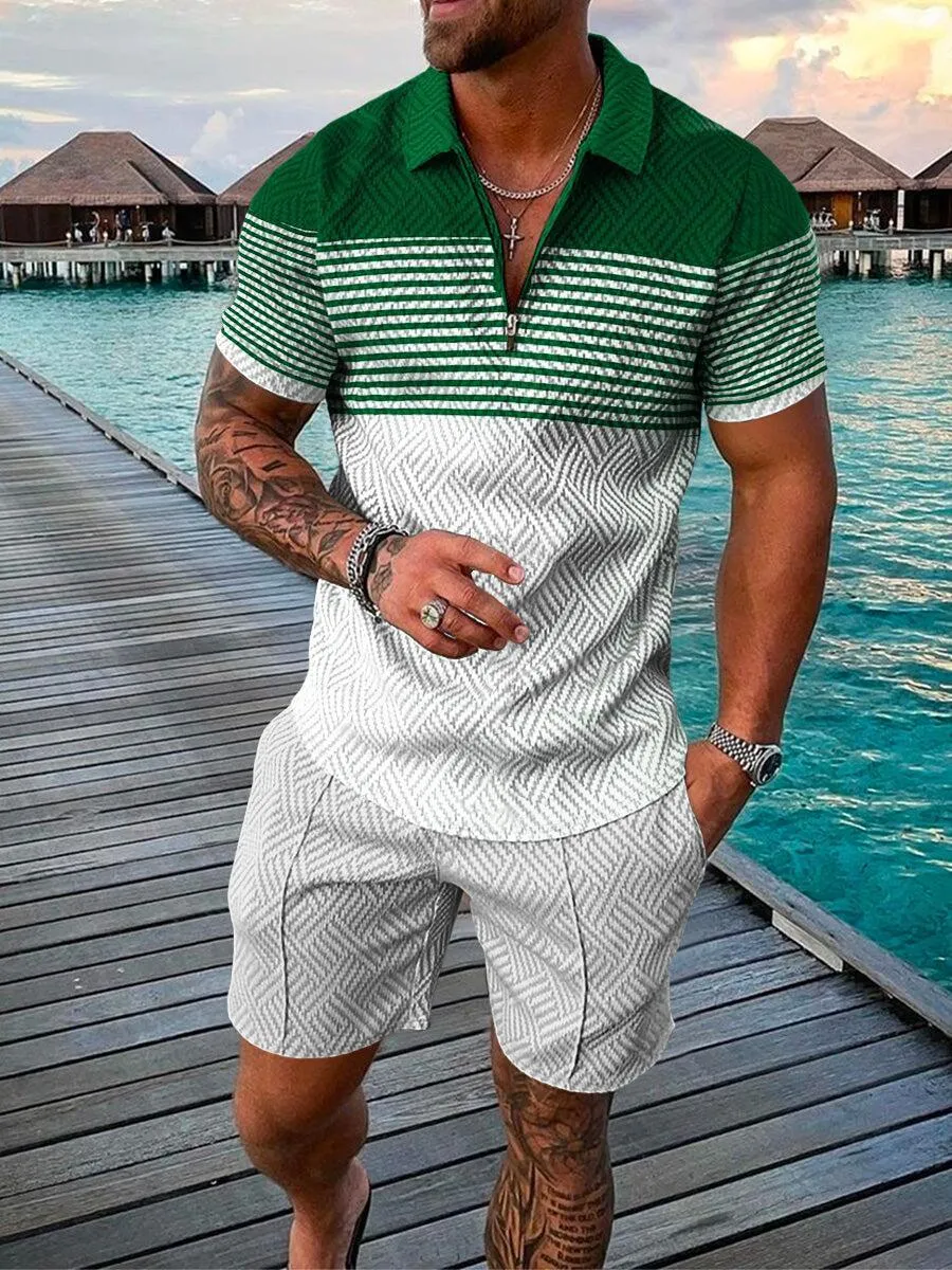 Men's Tracksuits Men's Summer Upscale Clothing Casual Fashion Polo Shirt Set Business Style Outfit Golf Vintage Tracksuit Oversized Sportswear 230427