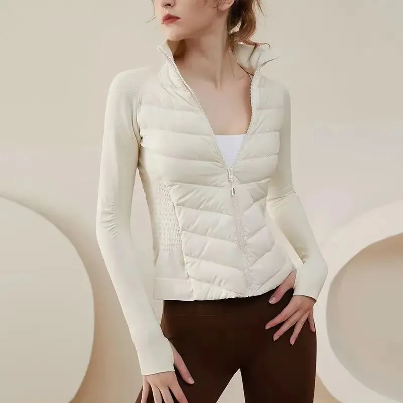 Womens Jackets Women Sport Cotton Down Coat Slim Fit Lightweight Athletic Zip Stretchy Workout Running Track Jacket With Thumb Holes Yoga Tops 231127 From 23 95 DHgate