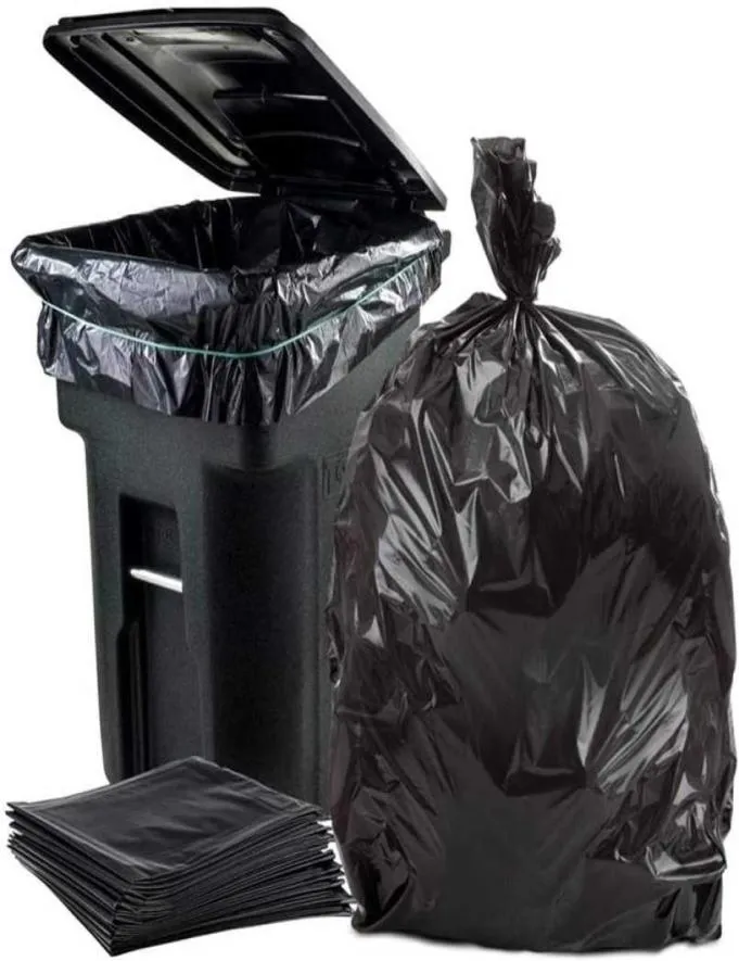 50 PcsSet Big Capacity Trash Bag Heavy Duty 15 Gallon Large Commercial Garbage Yard Black el Market 2112151041573