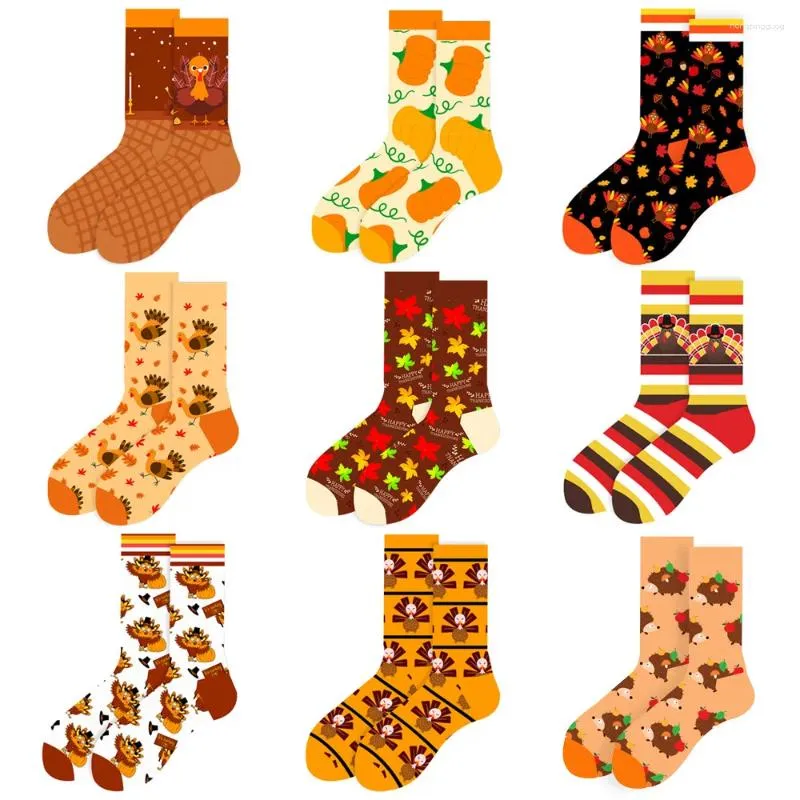 Men's Socks Autumn And Winter Thanksgiving Women's Turkey Pumpkin Tidal Versatile Street