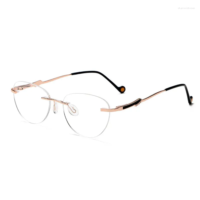 선글라스 Vazrobe Rimless 남자 안경 프레임 여성 항공 모조 다이아몬드 근시 안경 여성 처방 안경 광학 렌즈